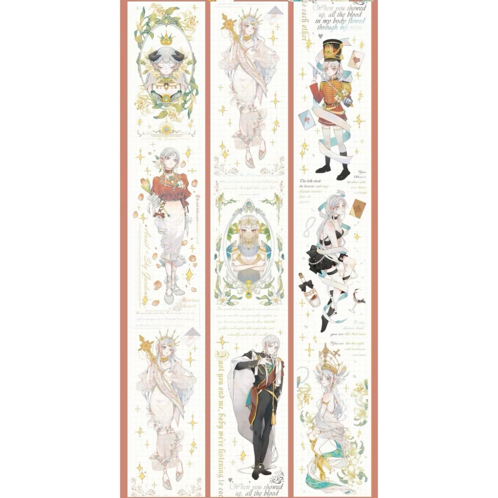 【分裝】三毛喵文創《如願/綠野仙蹤/手帳日常/骷葉蝶/神蹟/摩羅姬/菫絮時/藍茵蝶舞/花泠》PET膠帶-規格圖1