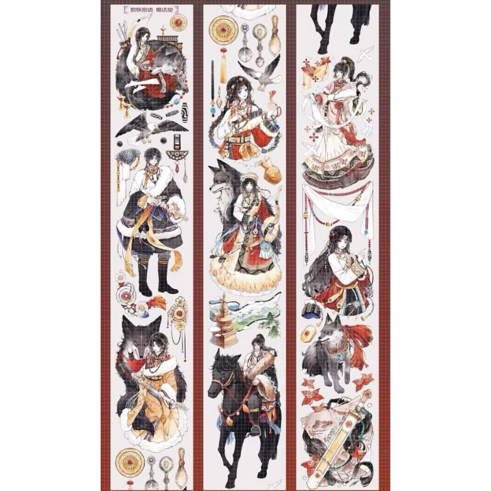 【分裝】魔法堂原創工作室《絲繡芳華/青花帳/芙蓉帳/狩神/天階序曲/淺止/狼族密語/沁藍光年/純愛/似錦》PET膠帶-規格圖8