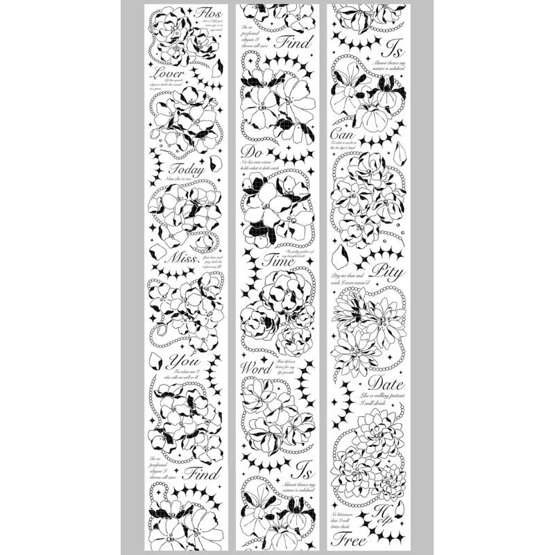 【分裝】獨閑工作室《珍之花-黑/花簇黑2/浪漫旋律/幽藍花冠/花精靈》PET膠帶-規格圖2