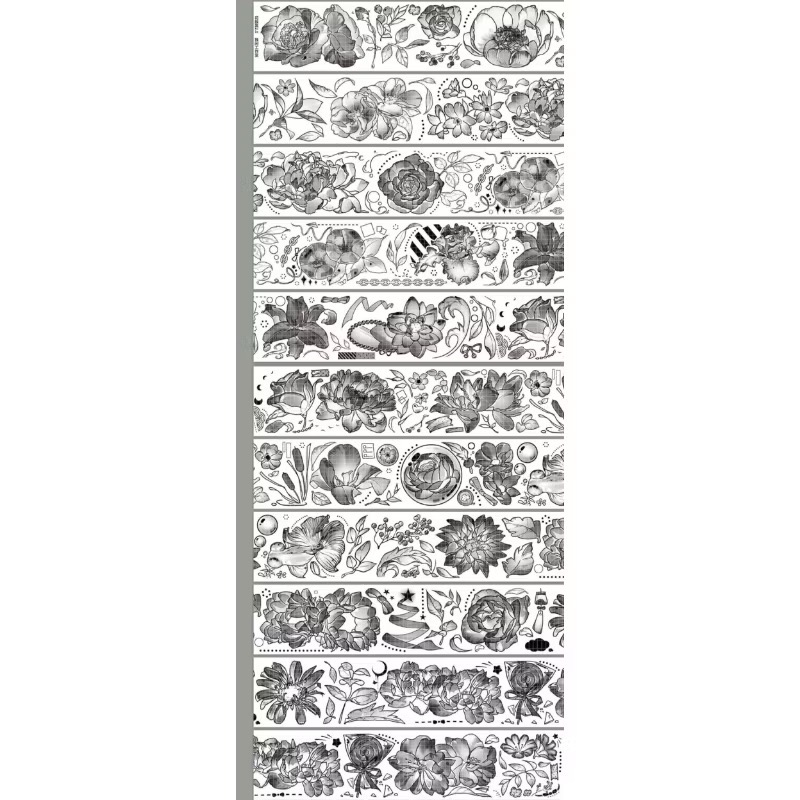 【分裝】獨閑工作室《珍之花-黑/花簇黑2/浪漫旋律/幽藍花冠/花精靈》PET膠帶-規格圖2