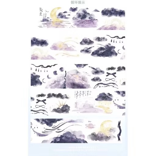 【分裝】雲城（魔王箘）手帳工作室《墜入星河/紅果果/野菊花/勿忘我》和紙 PET膠帶-規格圖1