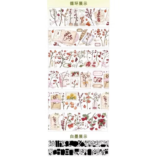 【分裝】雲城（魔王箘）手帳工作室《墜入星河/紅果果/野菊花/勿忘我》和紙 PET膠帶-規格圖1