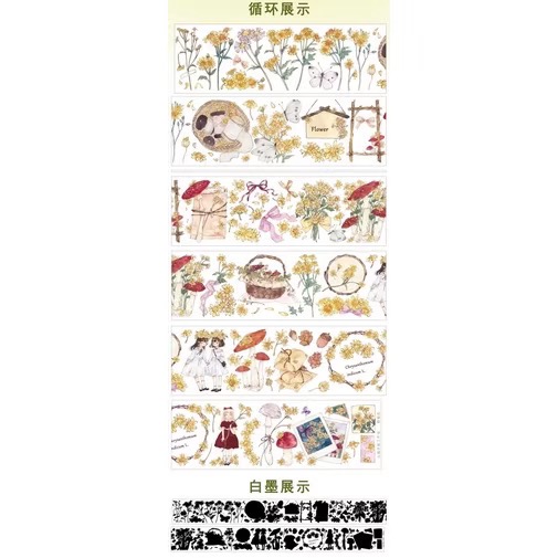 【分裝】雲城（魔王箘）手帳工作室《墜入星河/紅果果/野菊花/勿忘我》和紙 PET膠帶-規格圖1