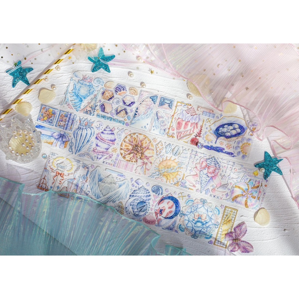 【分裝】Curily x July聯名《海螺貝貝/粉蝶花/百日葵》PET膠帶-細節圖2