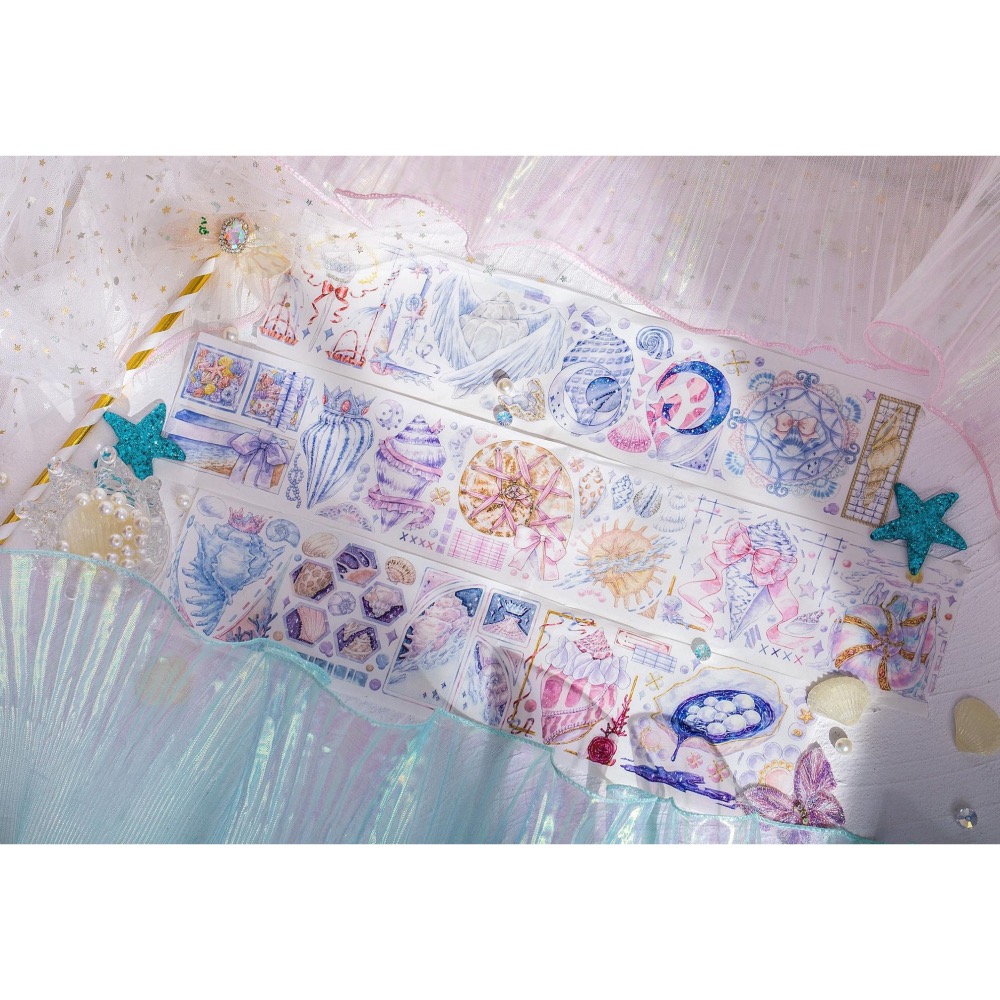 【分裝】Curily x July聯名《海螺貝貝/粉蝶花/百日葵》PET膠帶-細節圖3