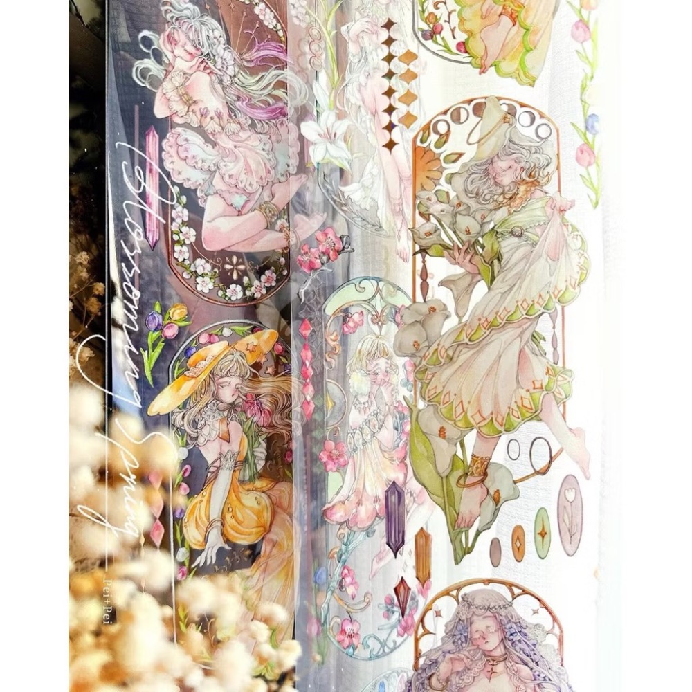 【分裝】秘密會社-春之盛典《墨染一色-芙蘿拉/樂意-花見櫻/仙女丸-花之卷特別版5/Pei+Pei-頌春之花》PET膠帶-細節圖2