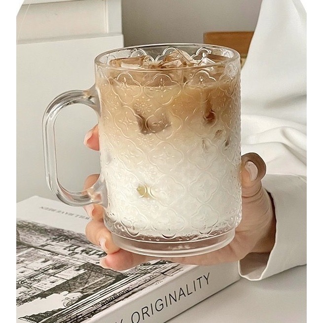 Mia🎈復古風玻璃杯 海棠花紋玻璃杯-細節圖2