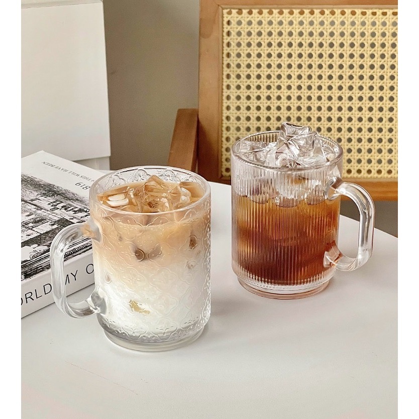 Mia🎈復古風玻璃杯 海棠花紋玻璃杯-細節圖4