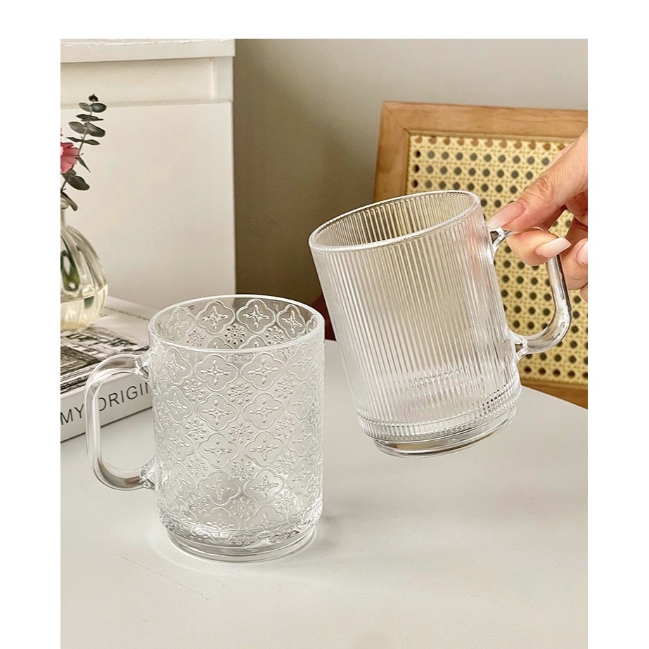 Mia🎈復古風玻璃杯 海棠花紋玻璃杯-細節圖6