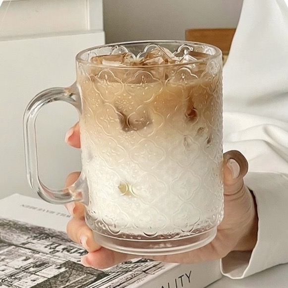 Mia🎈復古風玻璃杯 海棠花紋玻璃杯-規格圖7