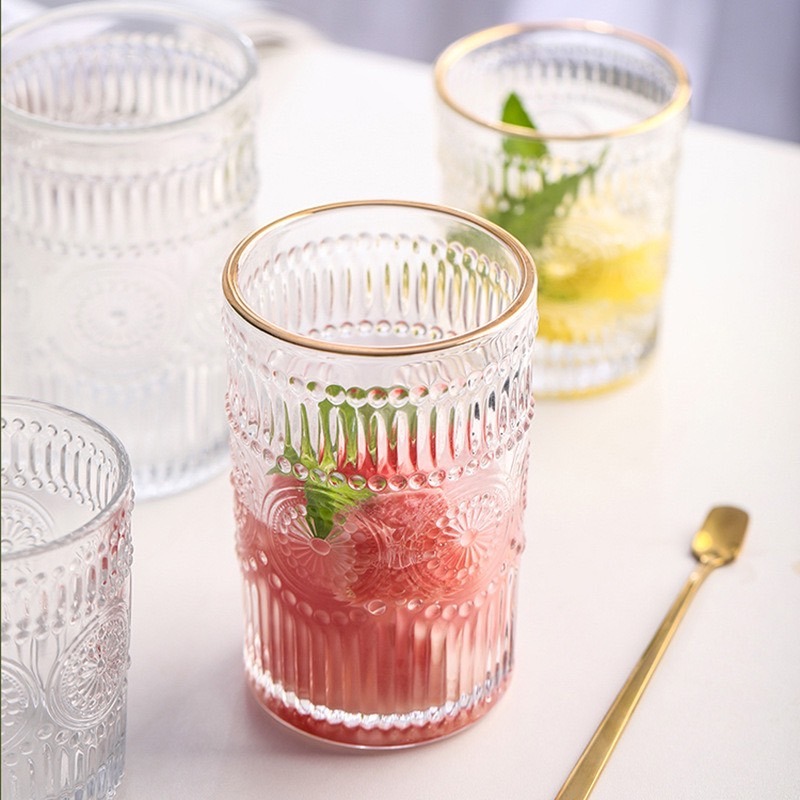 Mia🎈歐式復古風玻璃杯 高款金邊玻璃杯-細節圖2