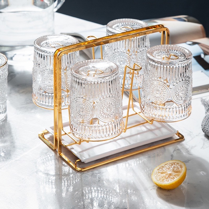 Mia🎈歐式復古風玻璃杯 高款金邊玻璃杯-細節圖7