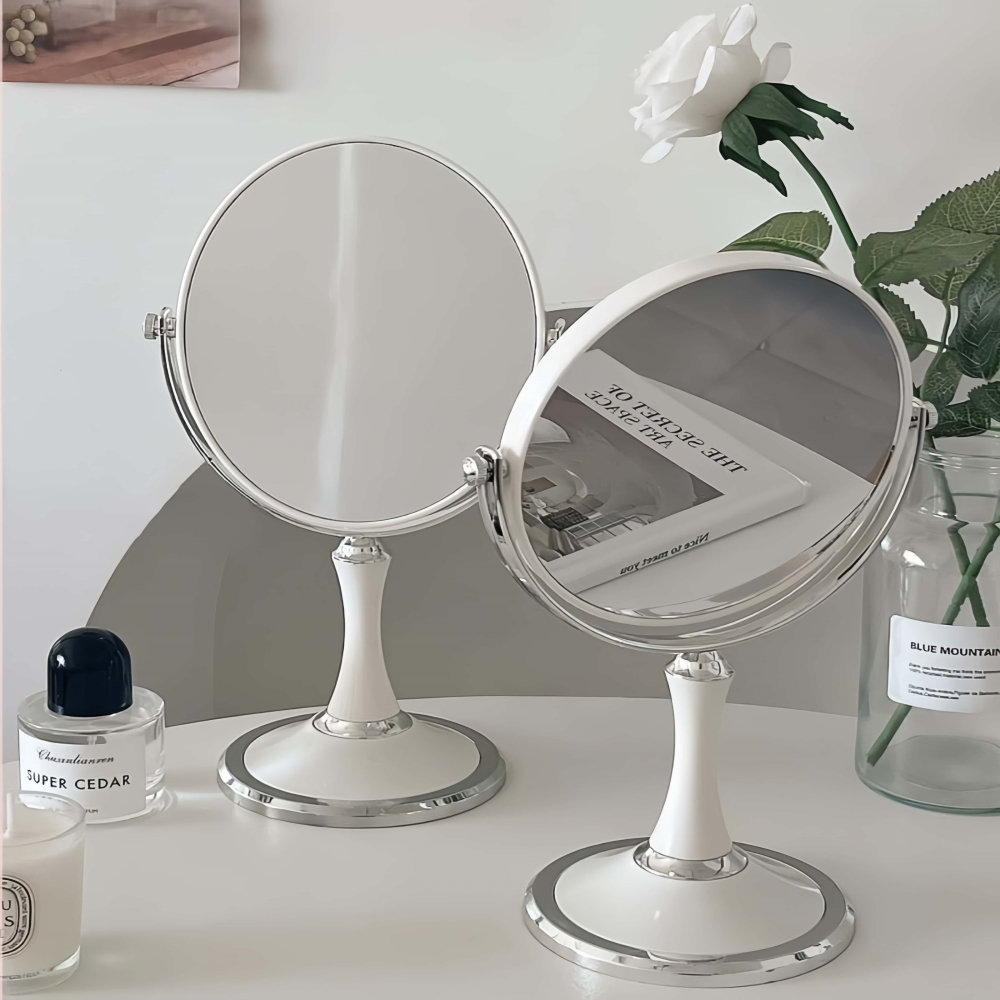 【韓系極簡風】360°旋轉雙面化妝鏡 高清放大鏡面 無死角上妝神器 可調角度 放大鏡面 桌鏡 立鏡-細節圖3