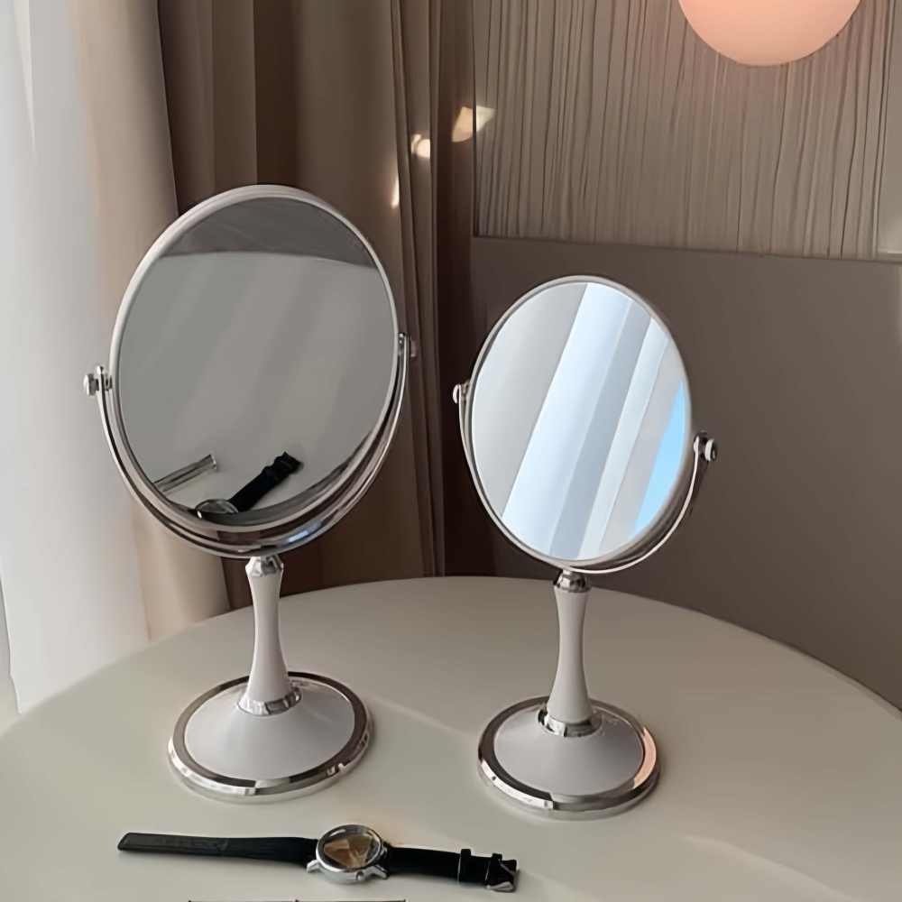 【韓系極簡風】360°旋轉雙面化妝鏡 高清放大鏡面 無死角上妝神器 可調角度 放大鏡面 桌鏡 立鏡-細節圖4