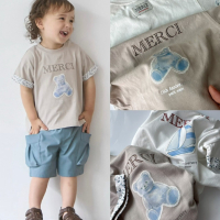 🤍 MERCI 小熊刺繡短袖上衣 🐻