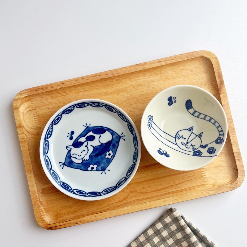 【幸沐商行】日本製Kanesada Seito懶洋午睡貓咪餐盤 盤子 碗盤 陶瓷盤 飯碗 日本食器 深盤 餐盤 淺盤-細節圖4