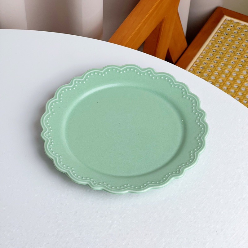 【幸沐商行】日本製日峰薄荷綠餐盤 盤子 碗盤 陶瓷盤 平盤 淺盤  圓盤 日本食器 7寸淺盤 甜品盤 水果盤 裝飾盤-細節圖2