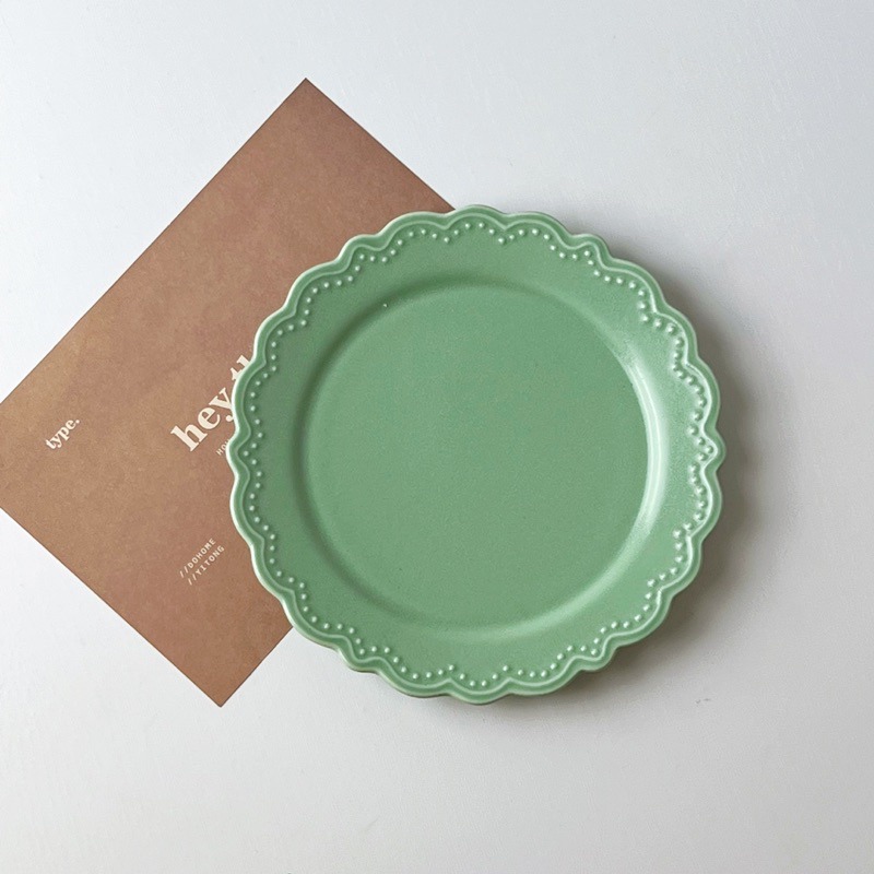 【幸沐商行】日本製日峰薄荷綠餐盤 盤子 碗盤 陶瓷盤 平盤 淺盤  圓盤 日本食器 7寸淺盤 甜品盤 水果盤 裝飾盤-細節圖3