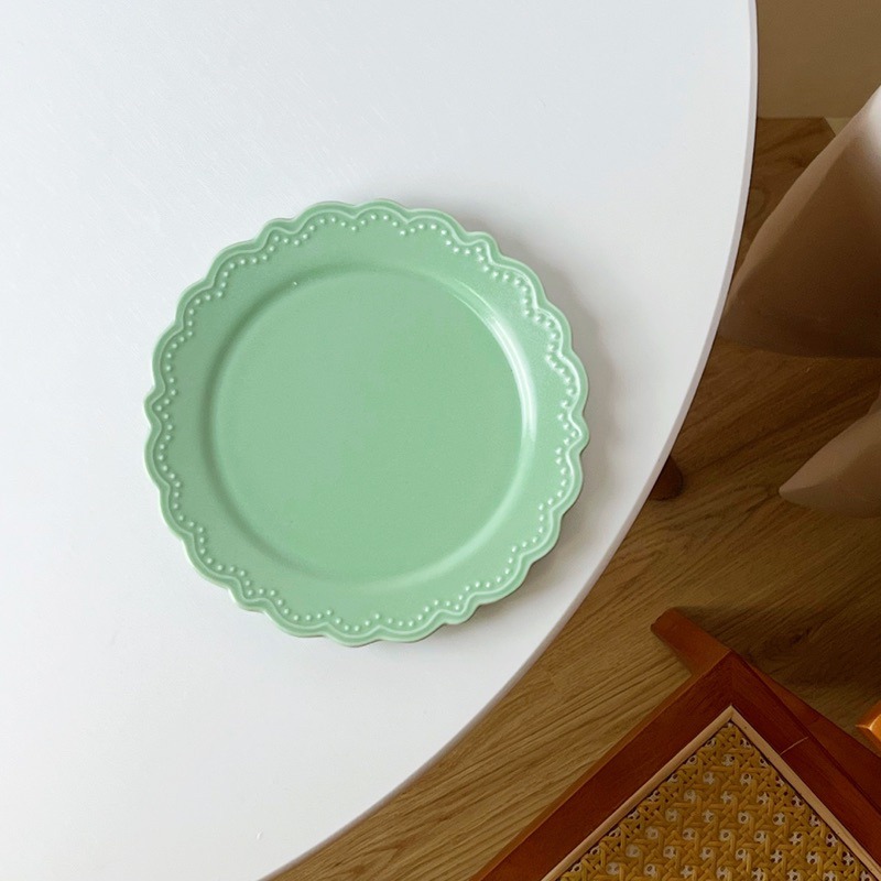 【幸沐商行】日本製日峰薄荷綠餐盤 盤子 碗盤 陶瓷盤 平盤 淺盤  圓盤 日本食器 7寸淺盤 甜品盤 水果盤 裝飾盤-細節圖5