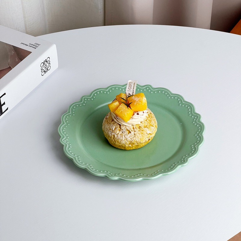 【幸沐商行】日本製日峰薄荷綠餐盤 盤子 碗盤 陶瓷盤 平盤 淺盤  圓盤 日本食器 7寸淺盤 甜品盤 水果盤 裝飾盤-細節圖6