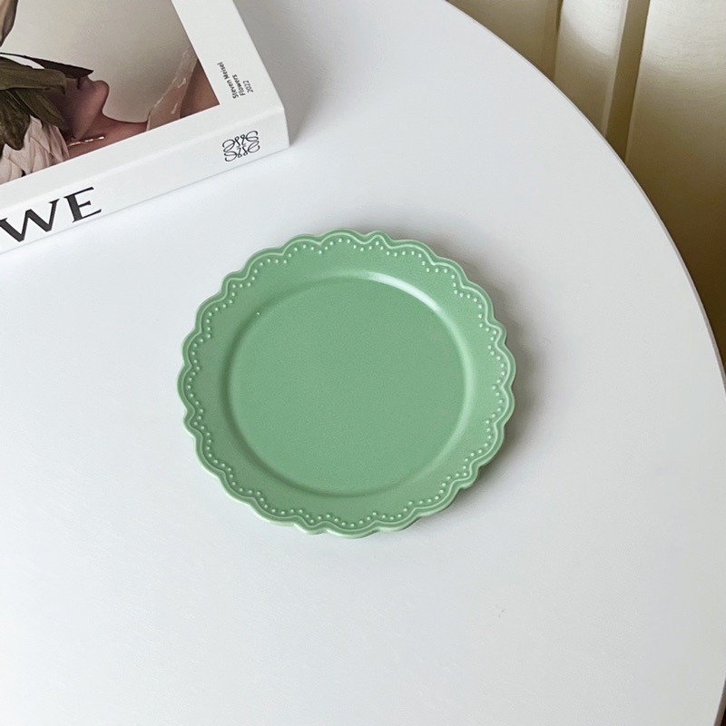 【幸沐商行】日本製日峰薄荷綠餐盤 盤子 碗盤 陶瓷盤 平盤 淺盤  圓盤 日本食器 7寸淺盤 甜品盤 水果盤 裝飾盤-細節圖8