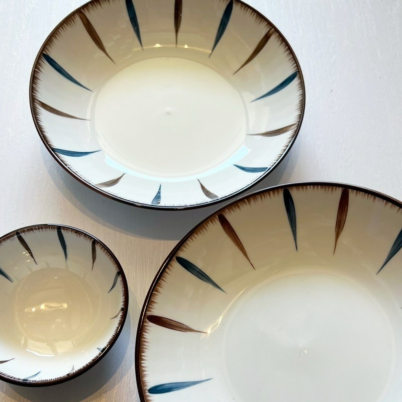 【幸沐商行】日式藍和條紋拼接餐盤 陶瓷盤 深盤 7寸盤 8寸盤 醬料碗碟 碟子 盤子 民宿 餐廳 盤子 加厚餐盤 陶瓷碟-細節圖3