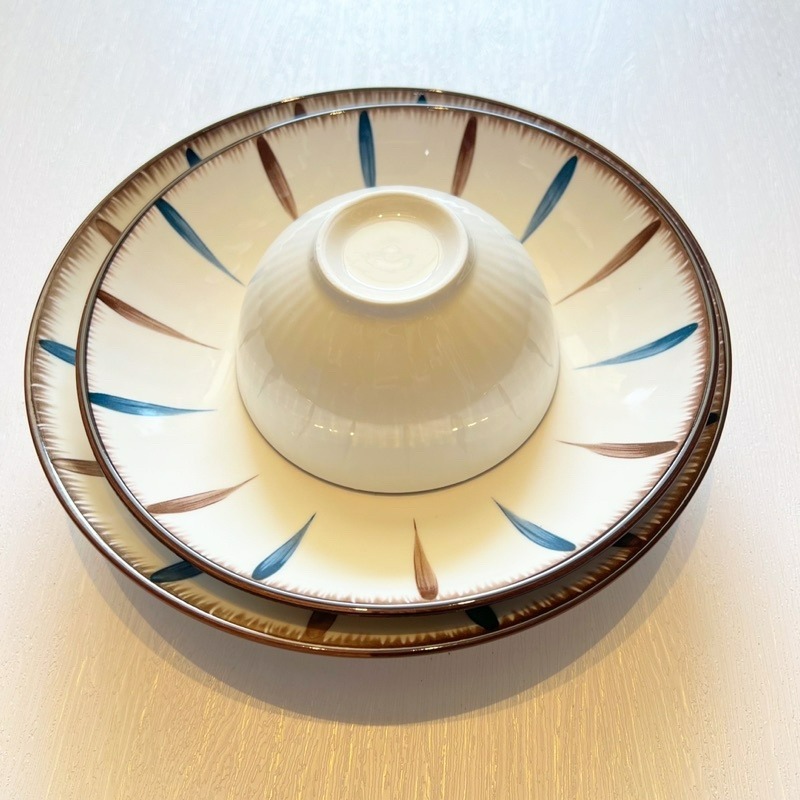 【幸沐商行】日式藍和條紋拼接餐盤 陶瓷盤 深盤 7寸盤 8寸盤 醬料碗碟 碟子 盤子 民宿 餐廳 盤子 加厚餐盤 陶瓷碟-細節圖6