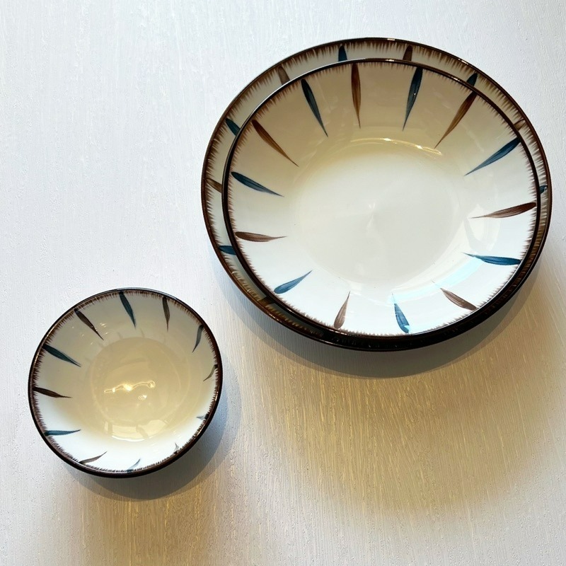【幸沐商行】日式藍和條紋拼接餐盤 陶瓷盤 深盤 7寸盤 8寸盤 醬料碗碟 碟子 盤子 民宿 餐廳 盤子 加厚餐盤 陶瓷碟-細節圖8