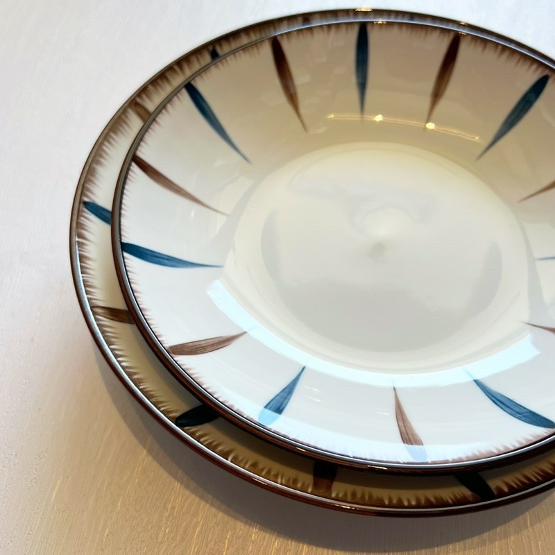 【幸沐商行】日式藍和條紋拼接餐盤 陶瓷盤 深盤 7寸盤 8寸盤 醬料碗碟 碟子 盤子 民宿 餐廳 盤子 加厚餐盤 陶瓷碟-細節圖9