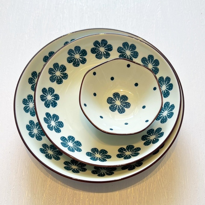【幸沐商行】復古藍和小花餐盤 陶瓷盤 深盤 7寸盤 8寸盤 醬料碗碟 碟子 盤子 民宿 餐廳 盤子 加厚餐盤 陶瓷碟-細節圖2