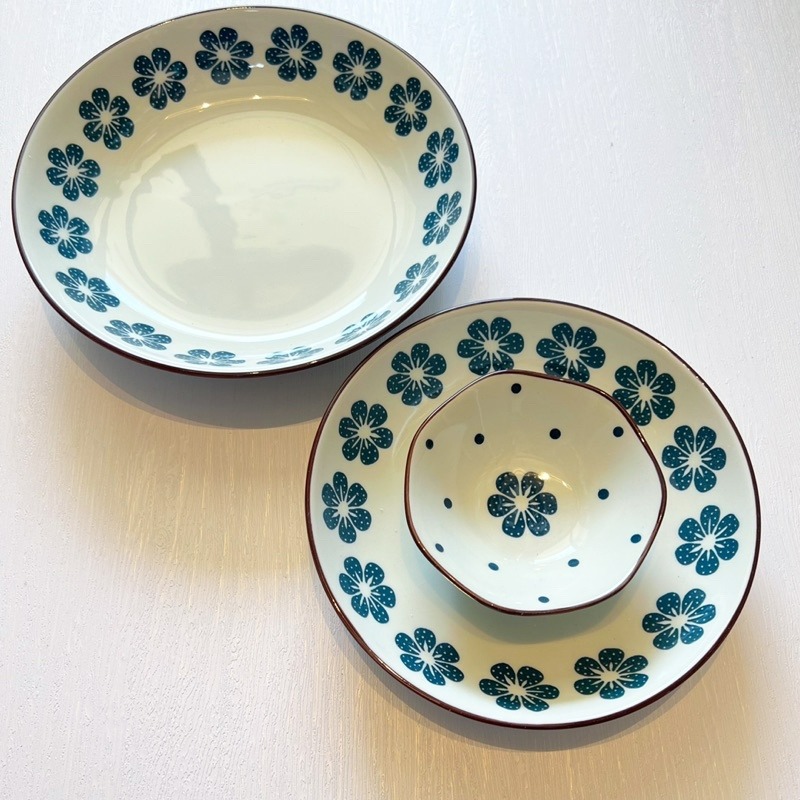 【幸沐商行】復古藍和小花餐盤 陶瓷盤 深盤 7寸盤 8寸盤 醬料碗碟 碟子 盤子 民宿 餐廳 盤子 加厚餐盤 陶瓷碟-細節圖3