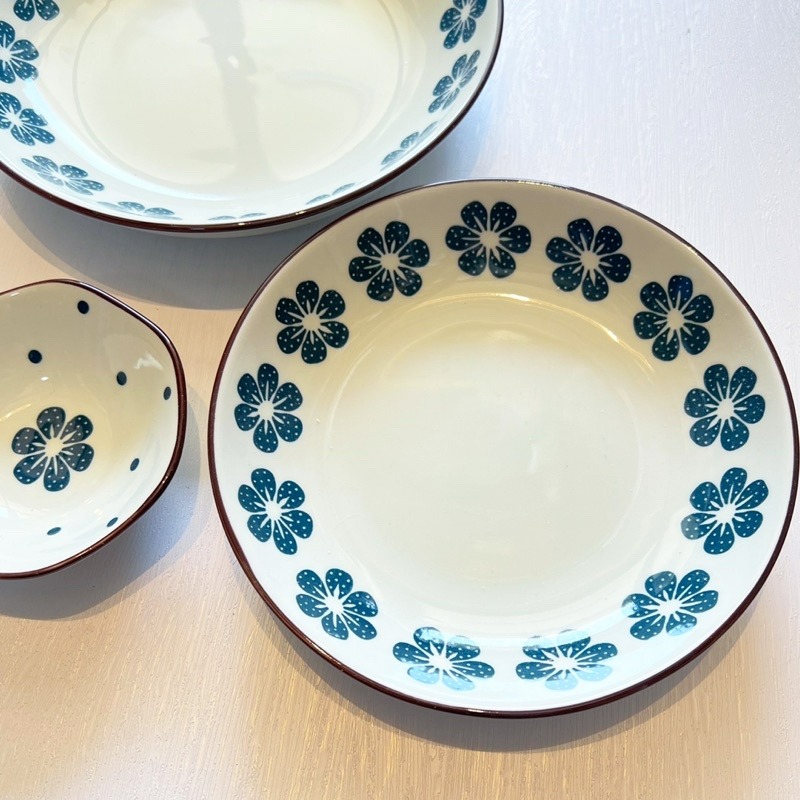 【幸沐商行】復古藍和小花餐盤 陶瓷盤 深盤 7寸盤 8寸盤 醬料碗碟 碟子 盤子 民宿 餐廳 盤子 加厚餐盤 陶瓷碟-細節圖4