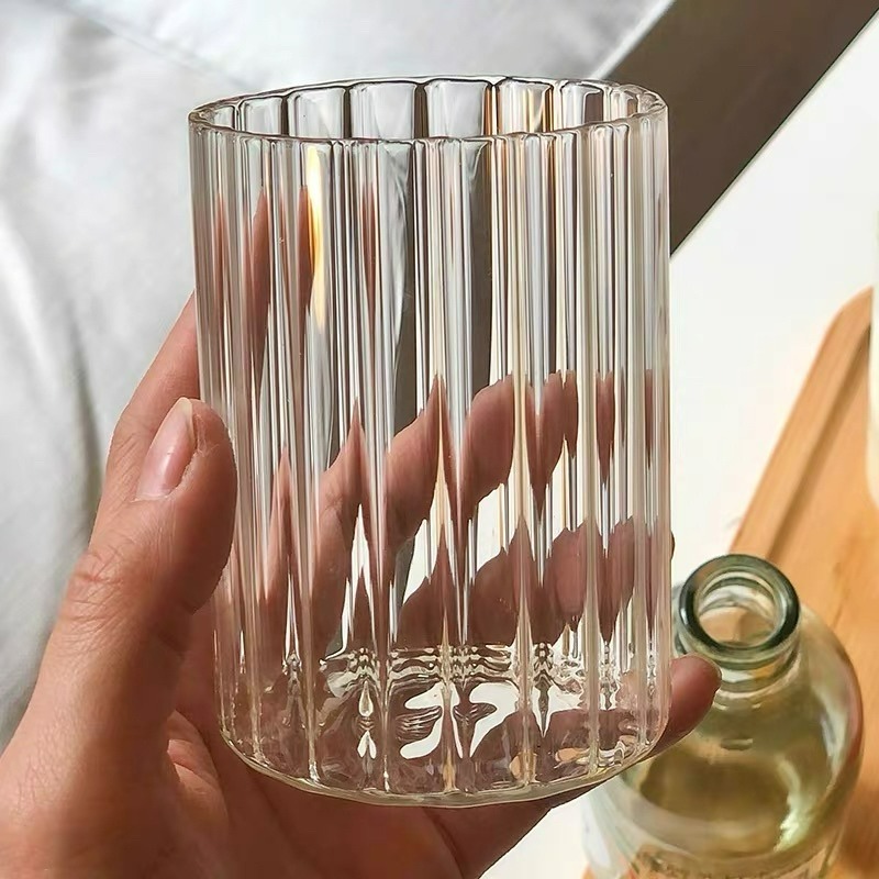 【幸沐商行】日式條紋高硼硅耐熱玻璃 咖啡杯 拿鐵 果茶杯 簡約條紋 玻璃杯 氣泡水 耐熱玻璃 啤酒杯450ml-細節圖5