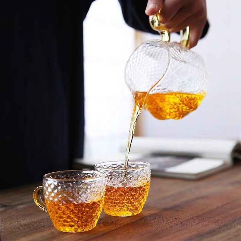 【幸沐商行】 魚鱗小茶杯 120ml茶杯 耐熱高硼硅玻璃 茶杯 耐熱玻璃 茶具-細節圖2