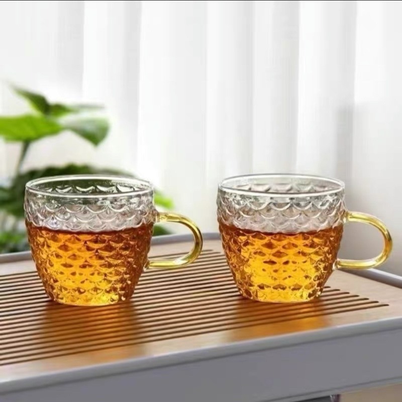 【幸沐商行】 魚鱗小茶杯 120ml茶杯 耐熱高硼硅玻璃 茶杯 耐熱玻璃 茶具-細節圖4