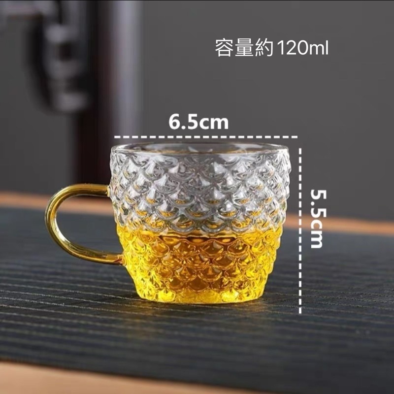 【幸沐商行】 魚鱗小茶杯 120ml茶杯 耐熱高硼硅玻璃 茶杯 耐熱玻璃 茶具-細節圖5