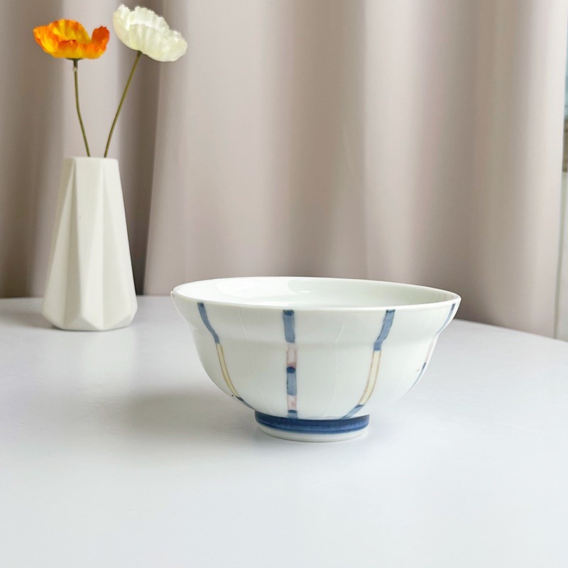 【幸沐商行】日本製手繪彩虹5寸飯碗餐盤 盤子 碗盤 陶瓷盤 湯碗 加厚 花紋 日本食器 5寸碗 丼飯碗-細節圖5