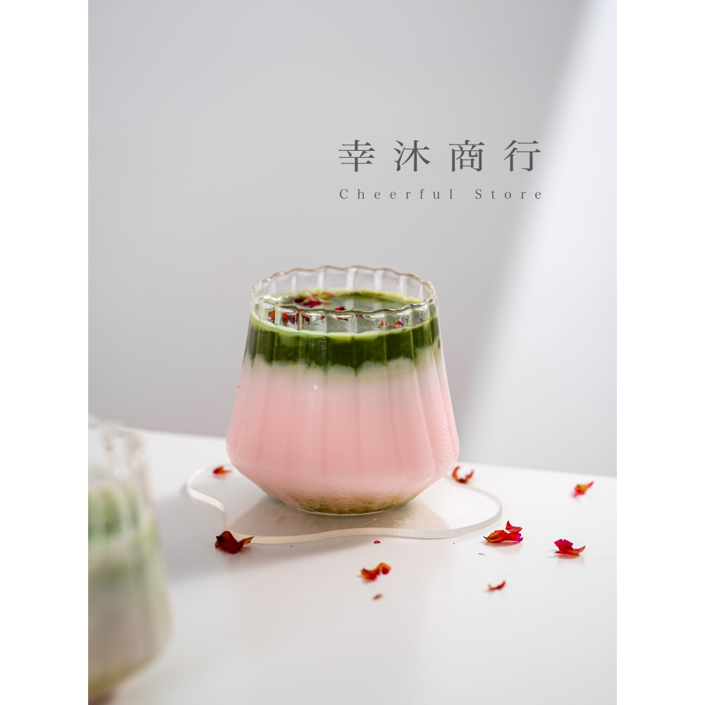 【幸沐商行】新款條紋栗子玻璃杯 咖啡杯拿鐵杯 牛奶杯 冷飲杯 水杯 茶杯 高硼硅玻璃杯 400ml容量 耐熱玻璃-細節圖3