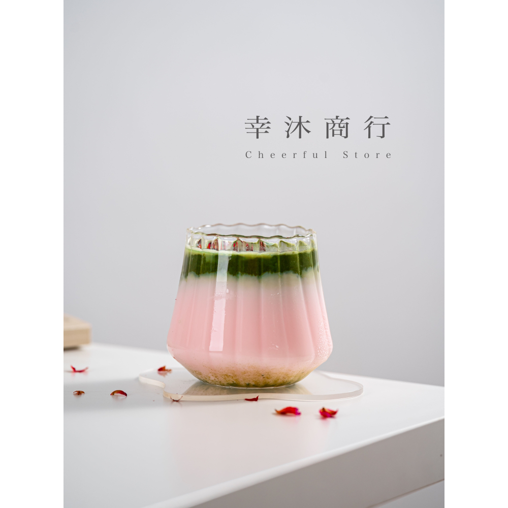 【幸沐商行】新款條紋栗子玻璃杯 咖啡杯拿鐵杯 牛奶杯 冷飲杯 水杯 茶杯 高硼硅玻璃杯 400ml容量 耐熱玻璃-細節圖4