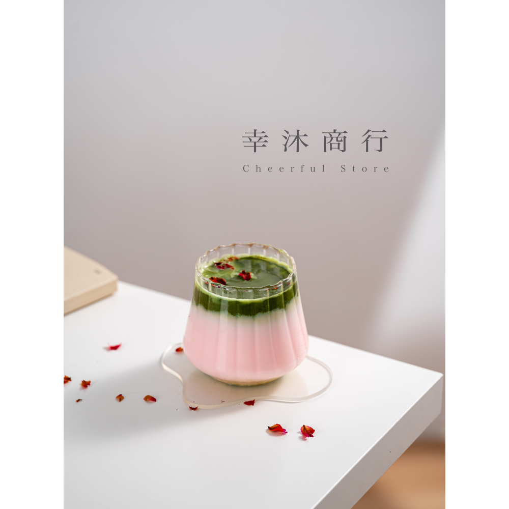 【幸沐商行】新款條紋栗子玻璃杯 咖啡杯拿鐵杯 牛奶杯 冷飲杯 水杯 茶杯 高硼硅玻璃杯 400ml容量 耐熱玻璃-細節圖5