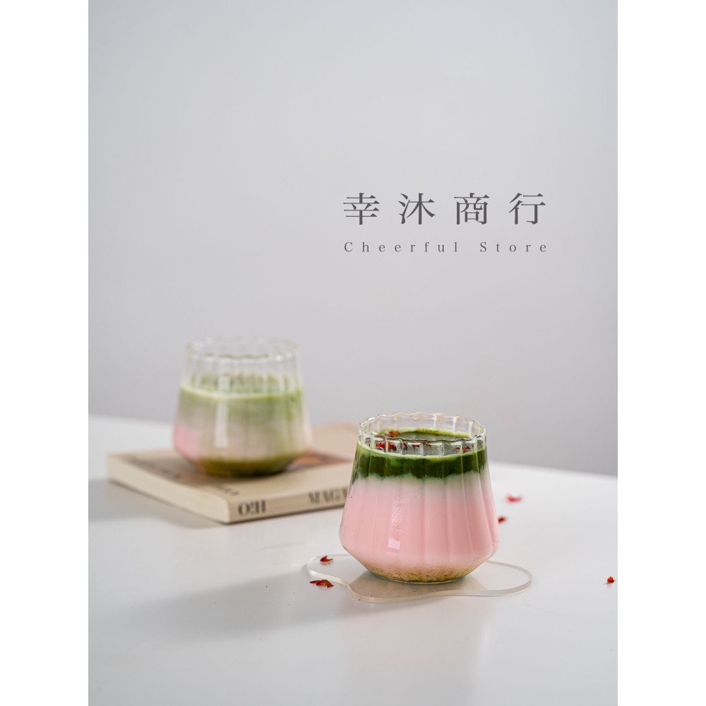 【幸沐商行】新款條紋栗子玻璃杯 咖啡杯拿鐵杯 牛奶杯 冷飲杯 水杯 茶杯 高硼硅玻璃杯 400ml容量 耐熱玻璃-細節圖7