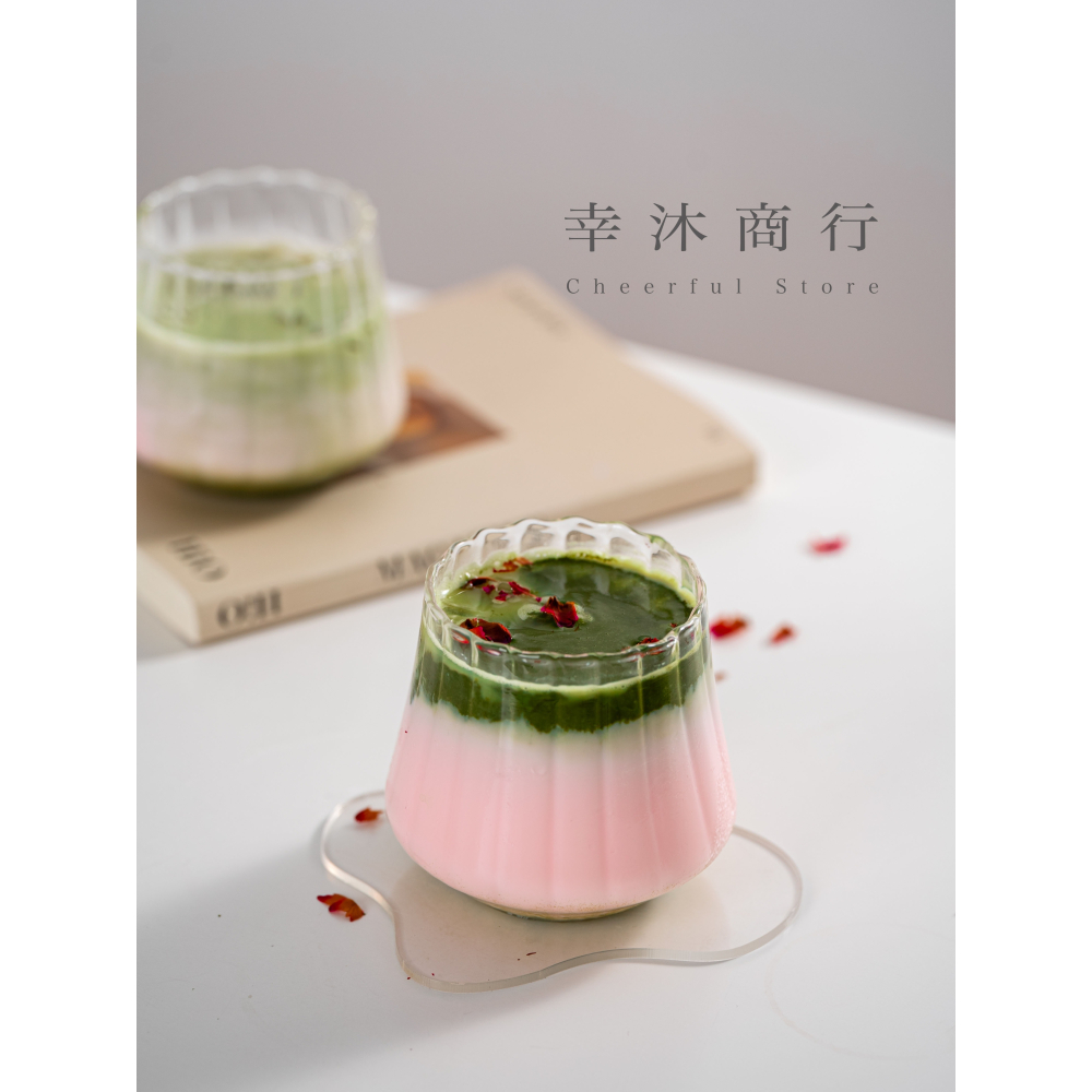 【幸沐商行】新款條紋栗子玻璃杯 咖啡杯拿鐵杯 牛奶杯 冷飲杯 水杯 茶杯 高硼硅玻璃杯 400ml容量 耐熱玻璃-細節圖8