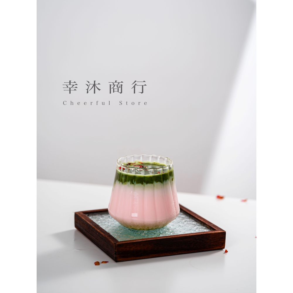 【幸沐商行】新款條紋栗子玻璃杯 咖啡杯拿鐵杯 牛奶杯 冷飲杯 水杯 茶杯 高硼硅玻璃杯 400ml容量 耐熱玻璃-細節圖10