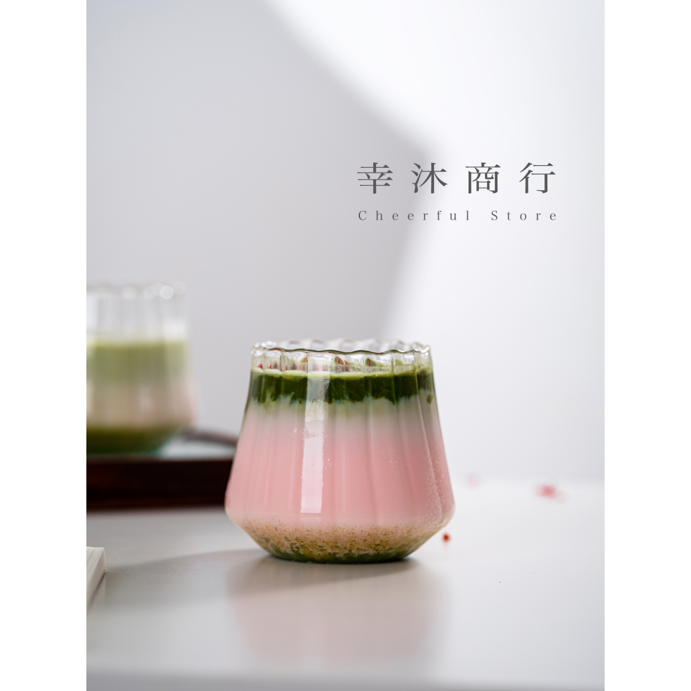 【幸沐商行】新款條紋栗子玻璃杯 咖啡杯拿鐵杯 牛奶杯 冷飲杯 水杯 茶杯 高硼硅玻璃杯 400ml容量 耐熱玻璃-細節圖11