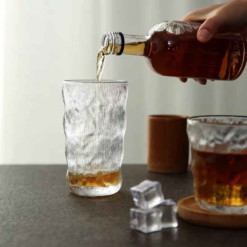 【幸沐商行】日系冰川杯ins風咖啡杯 日式冰川杯 威士忌杯 玻璃杯 飲料杯 冷飲杯 冰川紋玻璃杯高顏值水杯女果汁飲料-細節圖5