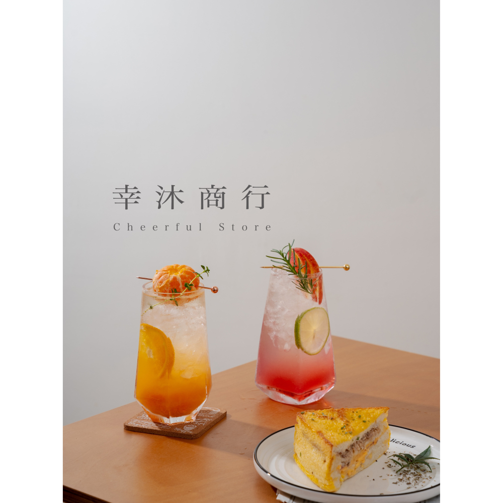 【幸沐商行】夏日高款六角杯大容量550ml 氣泡飲料 冷飲 調飲杯 飲料杯 玻璃杯 水杯 高質感 網紅玻璃杯-細節圖3