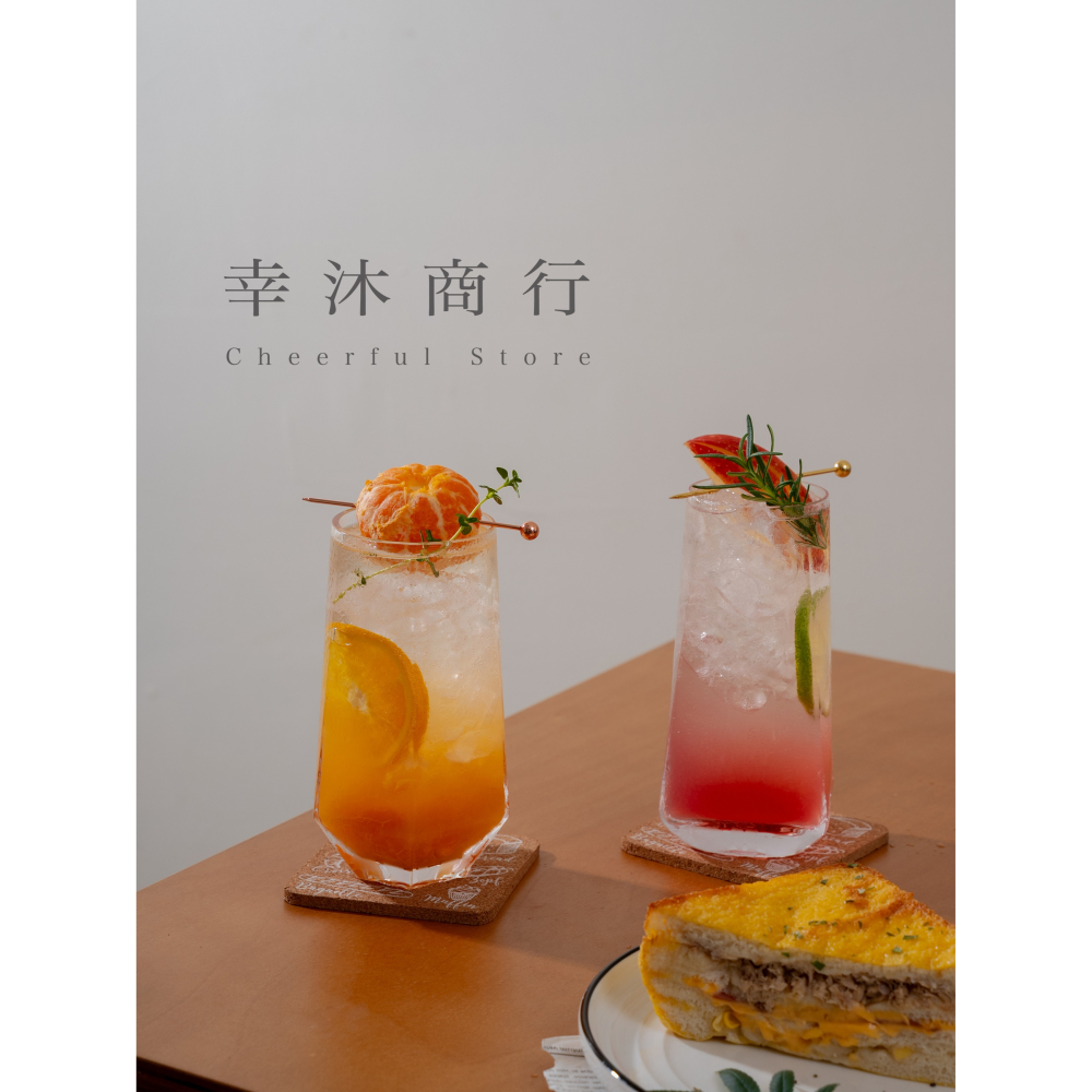 【幸沐商行】夏日高款六角杯大容量550ml 氣泡飲料 冷飲 調飲杯 飲料杯 玻璃杯 水杯 高質感 網紅玻璃杯-細節圖6