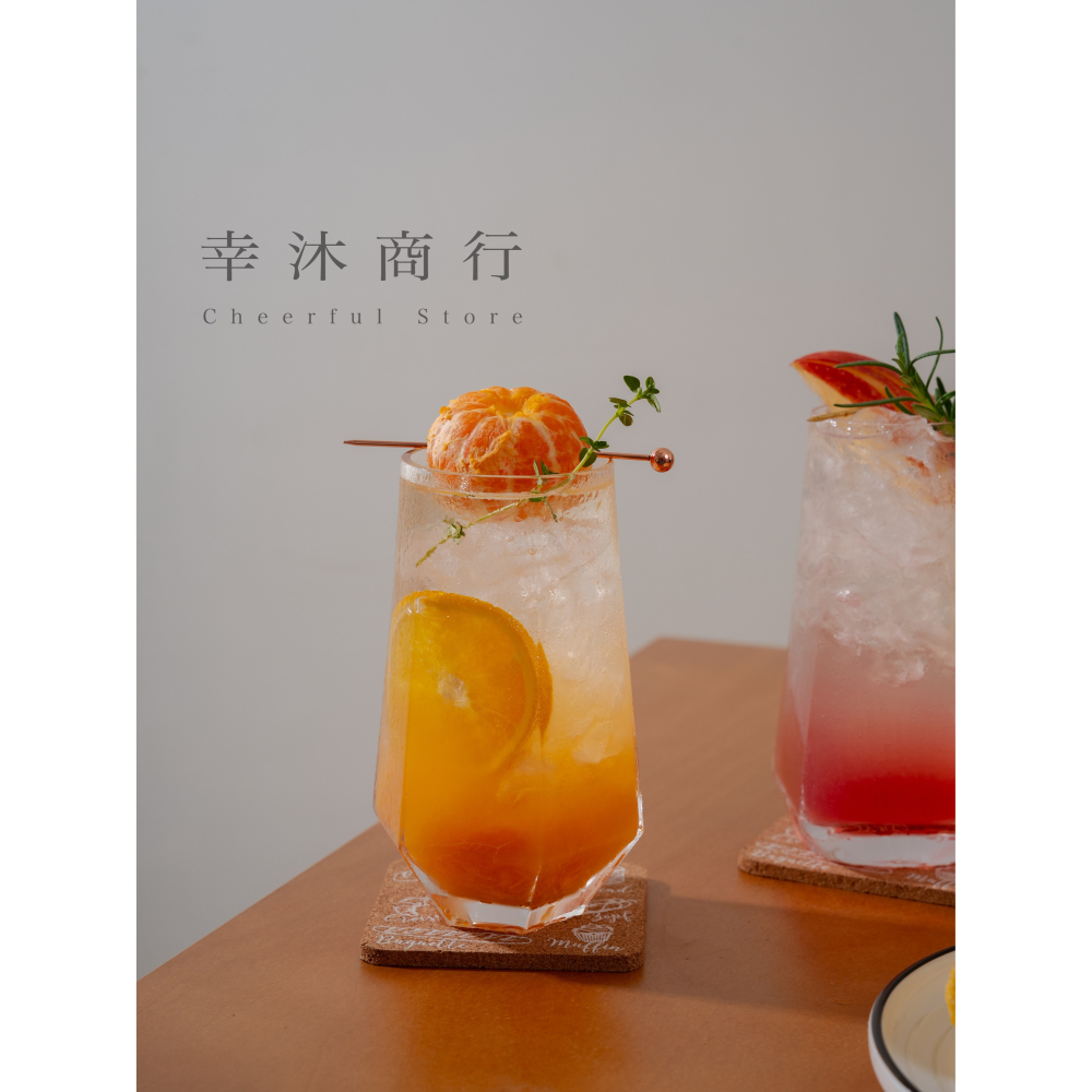 【幸沐商行】夏日高款六角杯大容量550ml 氣泡飲料 冷飲 調飲杯 飲料杯 玻璃杯 水杯 高質感 網紅玻璃杯-細節圖7