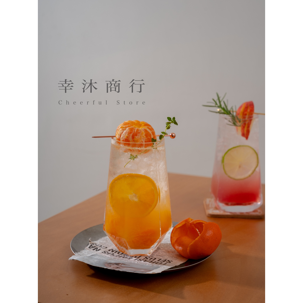 【幸沐商行】夏日高款六角杯大容量550ml 氣泡飲料 冷飲 調飲杯 飲料杯 玻璃杯 水杯 高質感 網紅玻璃杯-細節圖8