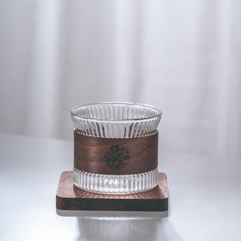 【幸沐商行】胡桃木玻璃茶杯 錘目紋 直條紋 泡茶杯 冷飲杯 套組 日式泡茶杯 玻璃木杯套裝 胡桃木套環-規格圖11